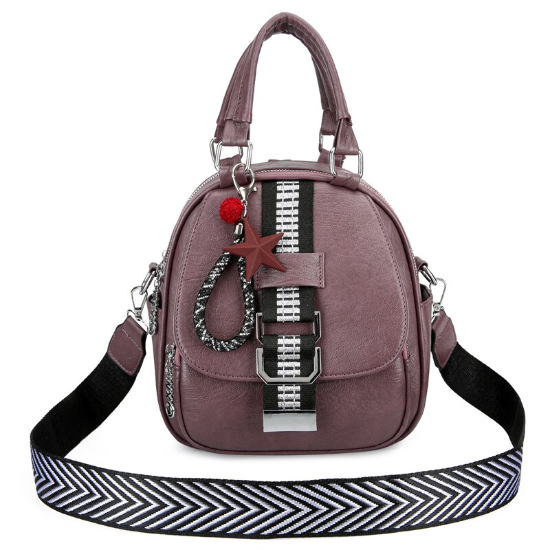 Zaino in pelle PU moda donna zaino da viaggio in pelle borsa da scuola di grande capacità zaini da viaggio zaino da viaggio: Viola