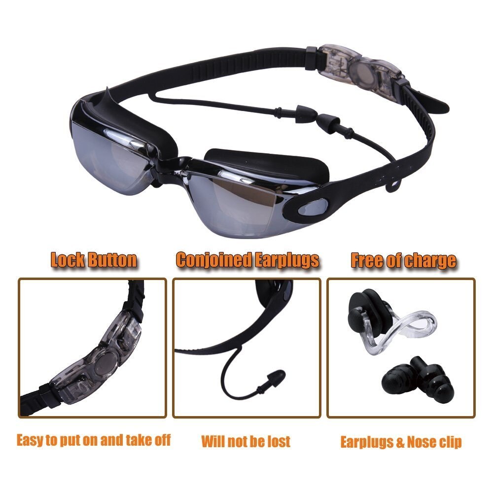 Hd Professionele Zwembril Anti-Fog 100% Uv Verstelbare Bril Riem Zwemmen Goggle Volwassen Waterdichte Bril