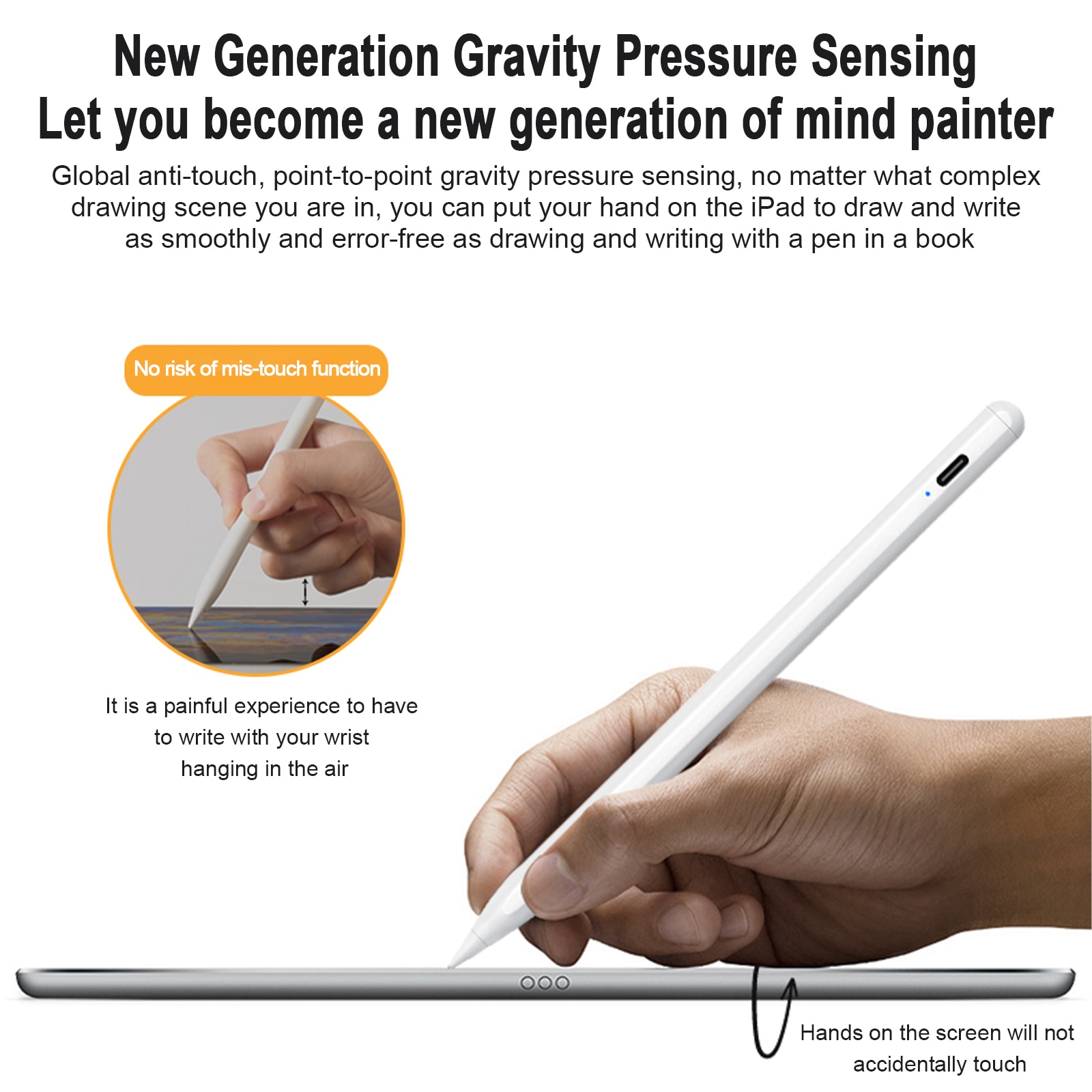 For Apple Pencil iPad Pro Stylus Touch Pen for Table with Palm Rejection Bluetooth Power Display For iPad