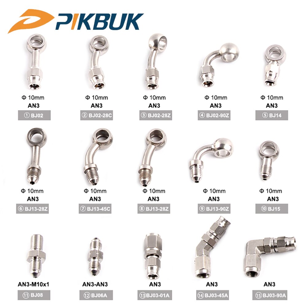 AN3 Motorcycle Motor Bike Hydraulic Brake Oil Hose Line Banjo Fitting m10x1 stainless Steel 10mm