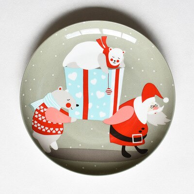 Christmas Ceramic Plate Food Dishes Cartoon Hand Painted Fruit Steak Dinner Plates Western Dinner Plate Tableware Year: 4