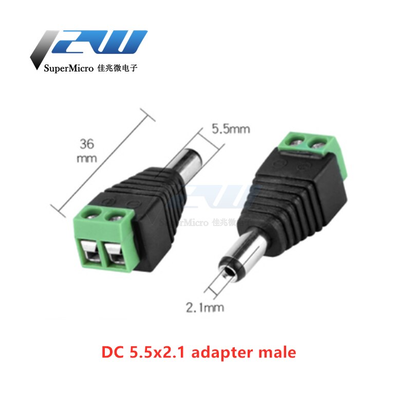 10pcs 12V 2.1x5.5mm 5.5*2.5mm solderless DC power male / female plug adapter connector 2.1/2.5mm socket for CCTV monochrome LED