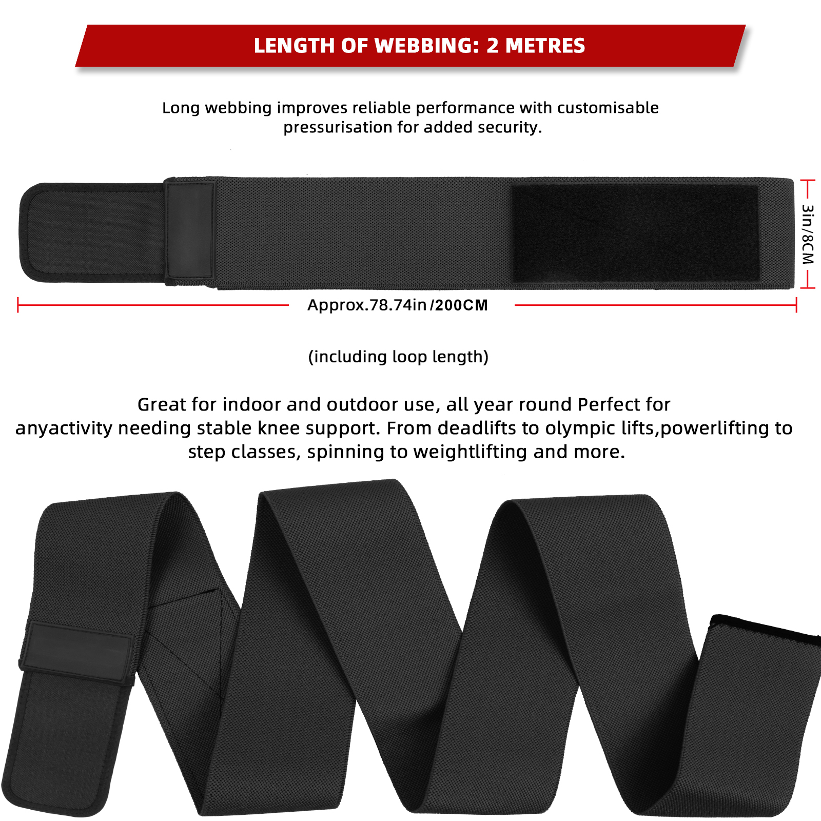 Weight Lifting Knee Wraps Support for Squatting Powerlifting Knee Straps Sleeves Cross Training Sport Protection