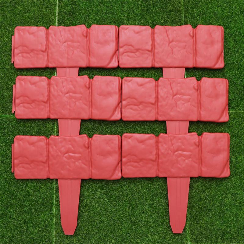 10pcs Foldable Splice Fence Stone Effect Plastic Garden Fence Lawn Edging Plant Border DIY Home Lawn Border Edge Lawn Palisade