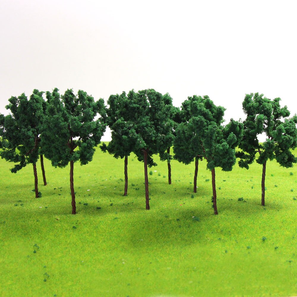 D7040 20pcs HO Scale Train Layout Set Model Trees Deep Green 6.5cm 1:87 Iron Wire Trees