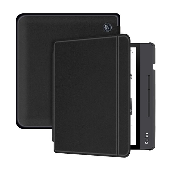 Case for All Kobo Libra H2O 7 Inch e-Books Premium PU Leather hard Shell Cover with Auto Sleep/Wake: black