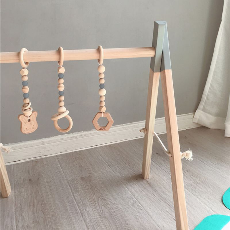 Nordic Stijl Baby Gym Spelen Kwekerij Zintuiglijke Ring-Pull Speelgoed Houten Frame Baby Kamer Decoraties Peuter Kleding Rack