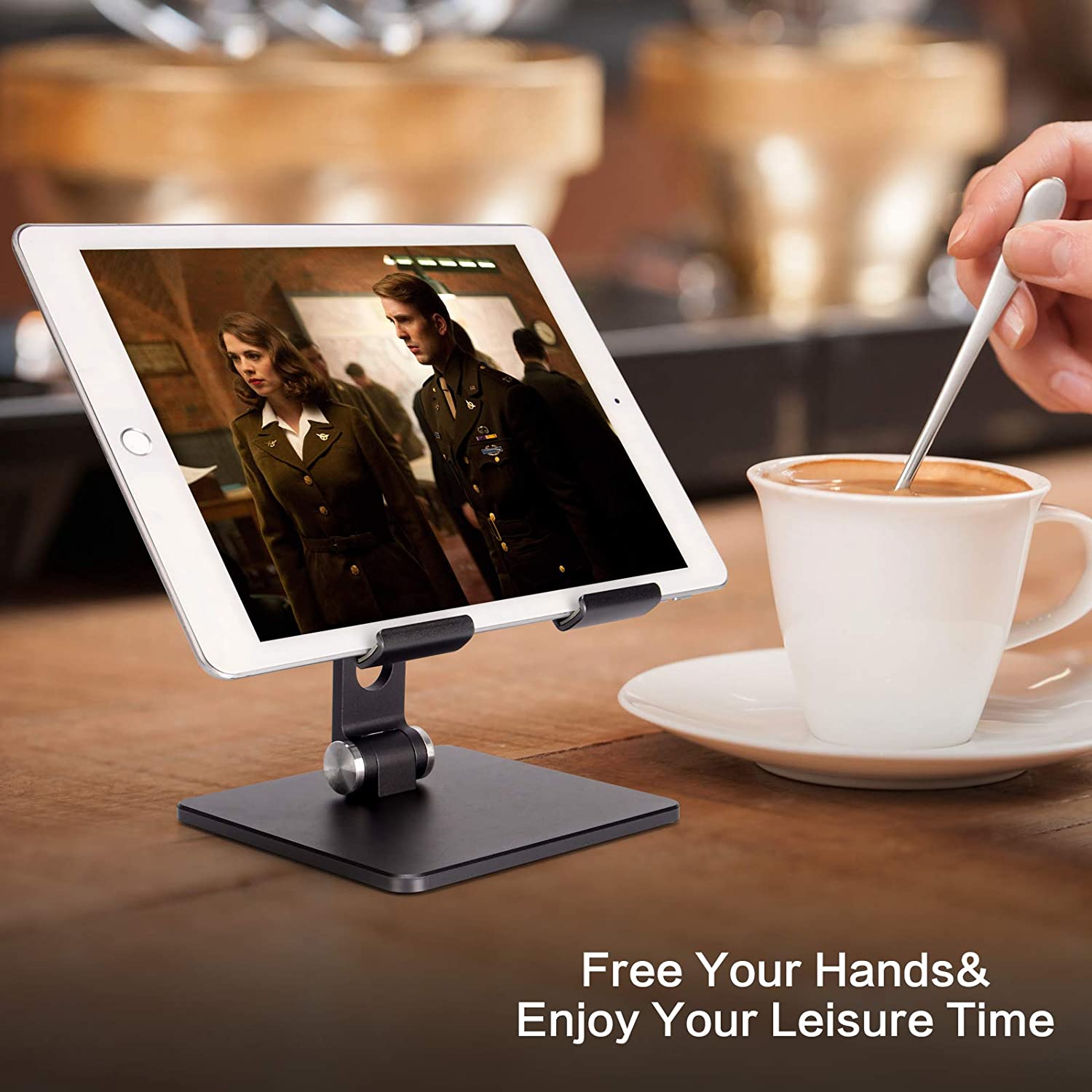 Foldable Aluminum Tablet Stand,Dual Height and Angle Adjustable Bracket for 4"-15.6” Tablet/Ipad/Cell Phone