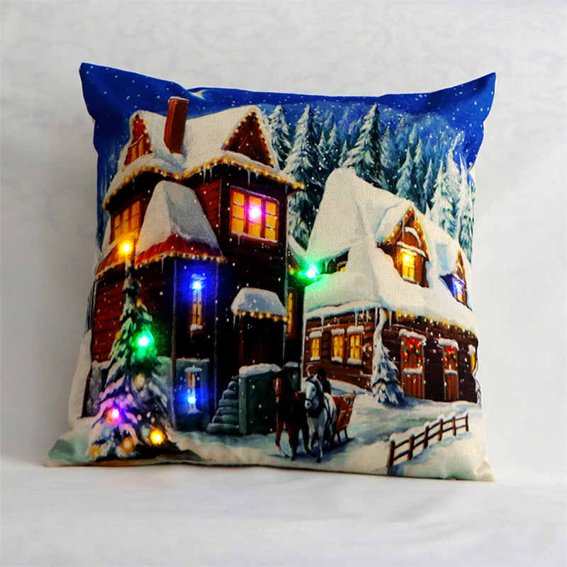 Hør glædelig jul pudebetræk ledet enkelt lykkeligt år pudebetræk sne vintage hjem seng dekorative pudebetræk: 1