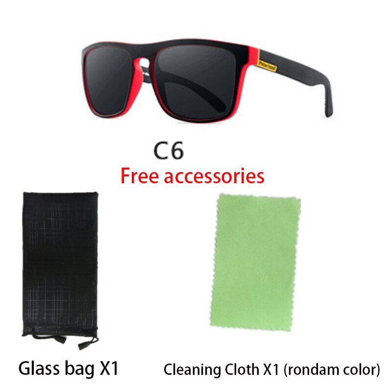 Gepolariseerde Zonnebril Mannen Mode Ogen Beschermen Zonnebril Met Accessoires Unisex rijden bril oculos de sol UV400: C6