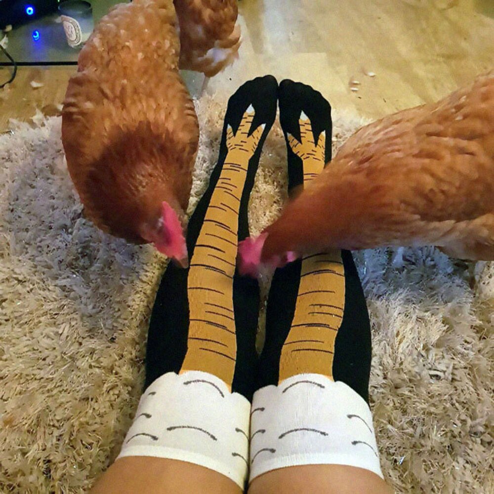 Winter Autumn Women 3D Chicken Print Socks Funny 3D Cartoon Thigh High Sock Cute Ladies Thin Toe Feet Socks Cosplay