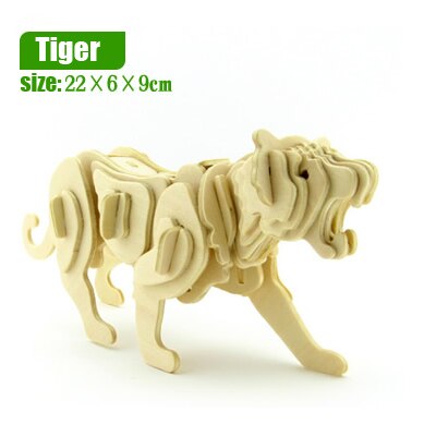 Holz spielzeug dinosaurier tiere dreidimensionale modell montiert holz puzzle spielzeug 3D DIY für baby kinder pädagogisches puzzles: Tiger