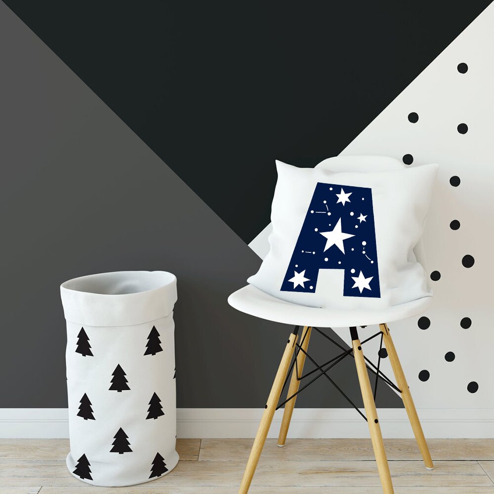 Ruimte Alfabet Kussenhoes Constellatie Beddengoed Sterren Kussen Monogram Kussen Nursery Kussens Boys Room Decor