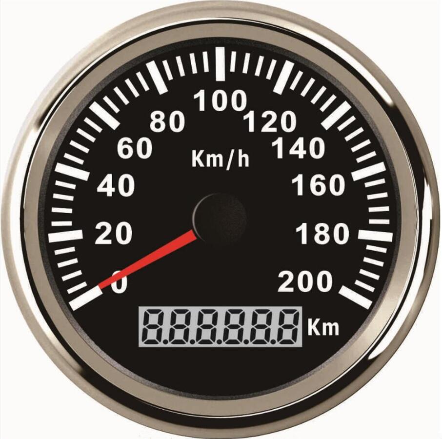 Pakke  of 1 0-200km/ t gps speedometer 85mm enheder sus 316l bezel hastighedsmålere med blå baggrundsbelysning til bil lastbil båd rv motorcykel: Bs