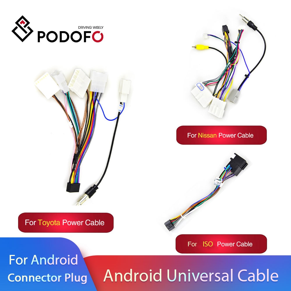 Podofo android 2 din bilradio multimedieafspiller universal tilbehør ledning adapter stik stik kabel til vw nissian toyota