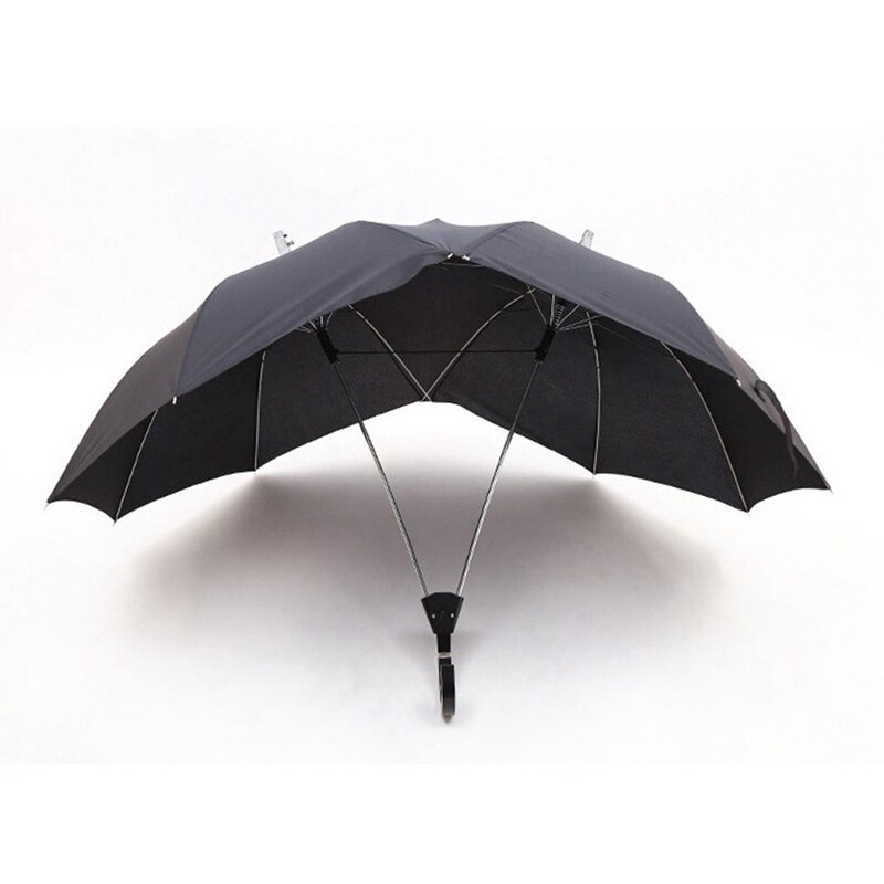 two-pole couple umbrella pure color semi-automatic high-end business umbrella double top conjoined umbrella Bla