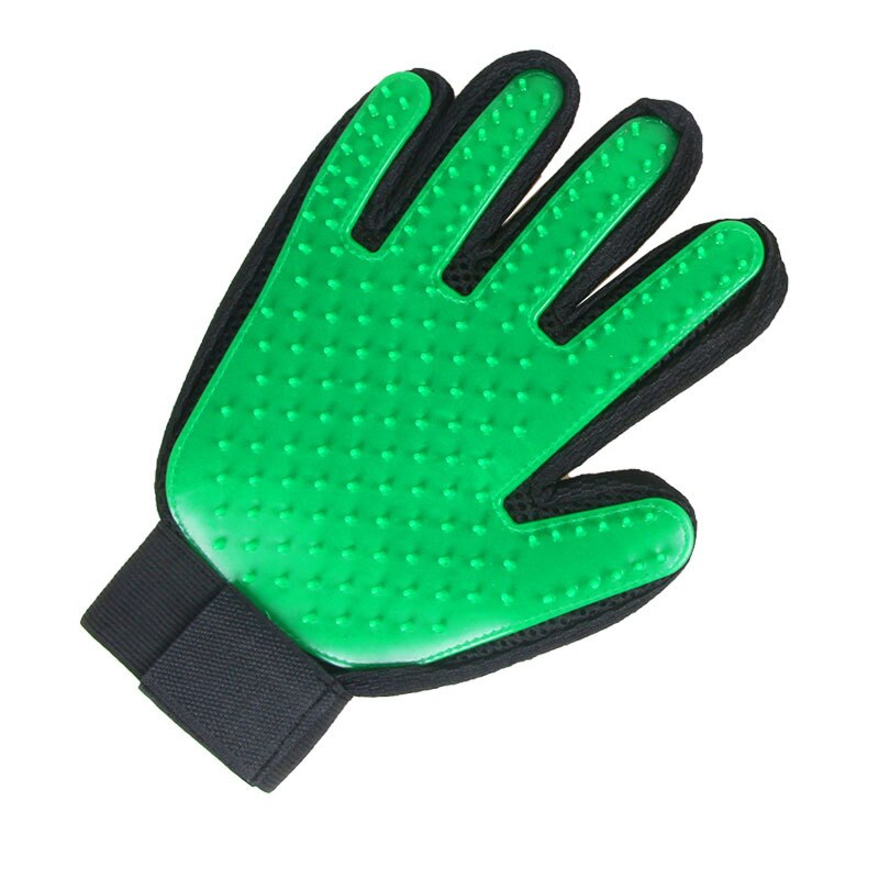 Gant de toilettage pour chats TPR, épilateur de poils pour chiens, brosse de nettoyage des poils d&#39;animaux, Massage, gants de peigne pour chats: Right hand green