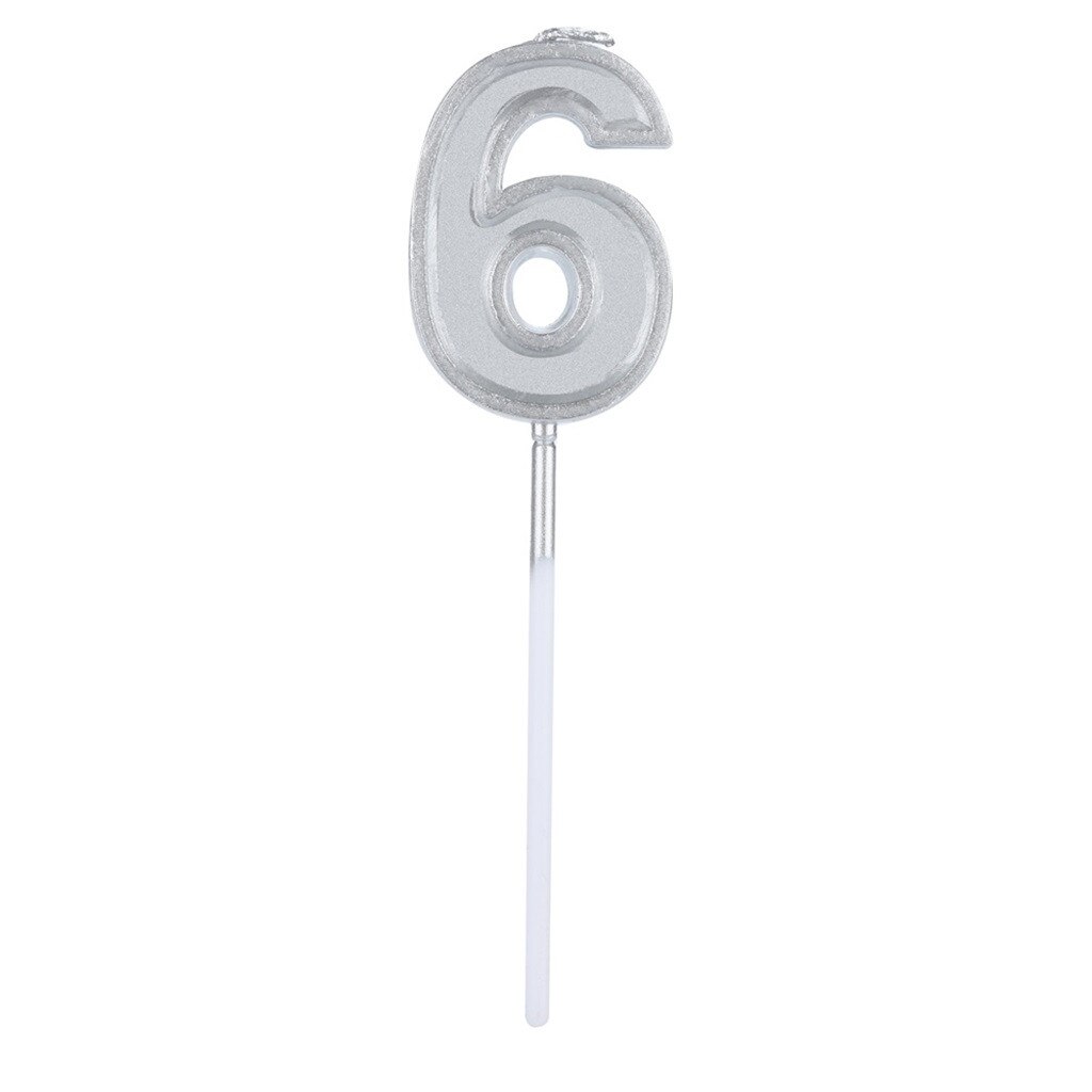 1PC Silver Number 0-9 Birthday Numeral Candles Light Home Wedding Birthday Party Decoration Led Candles birthday candle L300110: F