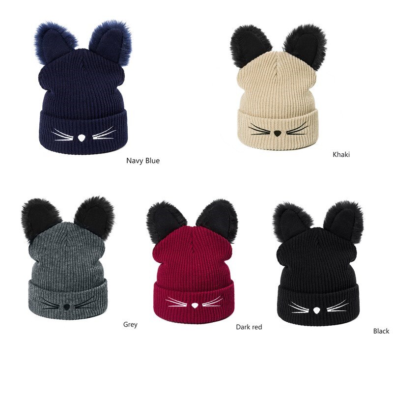 Wintermuts vrouw casual cartoon kat warme zachte skullies mutsen coole muts voor dames muts jongens meisjes