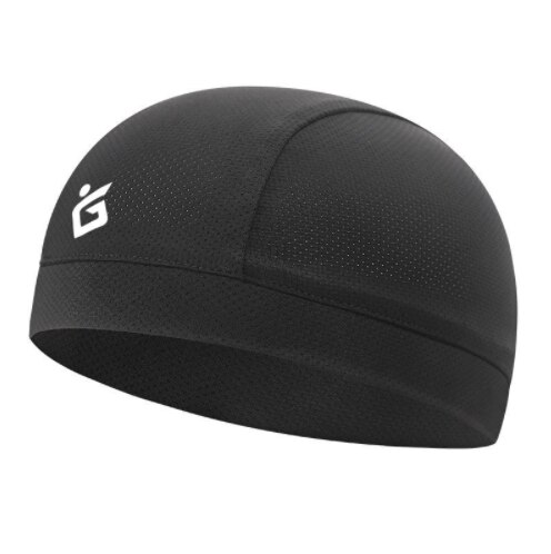 Cooling Skull Cap Breathable Sweat Wicking Cycling Running Cap Ice Fabric Anti-UV Bicycle Head Scarf Helmet Liner Fishing Hat: black
