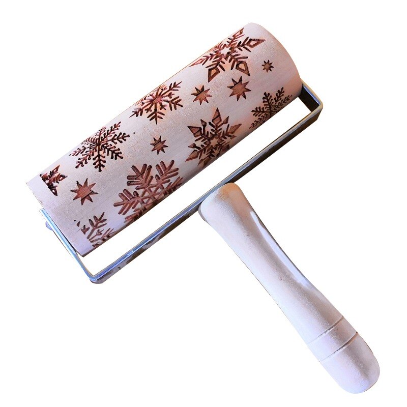 Christmas Embossed Rolling Pin Baking Cookies Roller Christmas Wooden Rolling Pins For Baking Embossed Cookies