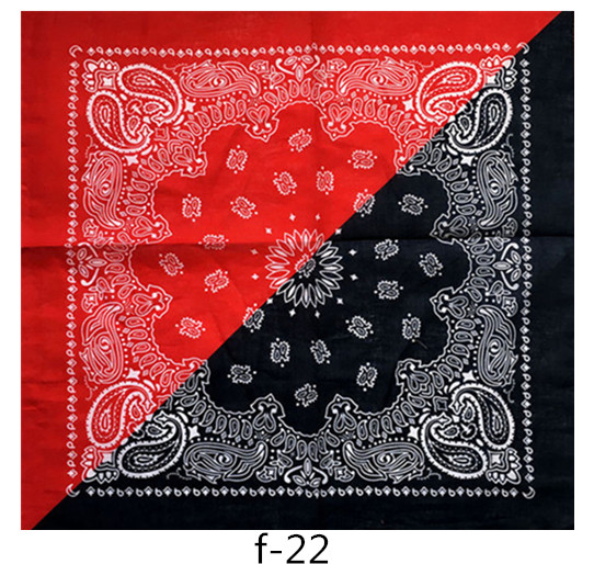 Hip hop bomuld bandana firkantet tørklæde sort paisley cykel pandebånd trykt til kvinder / mænd / drenge / piger: F 22