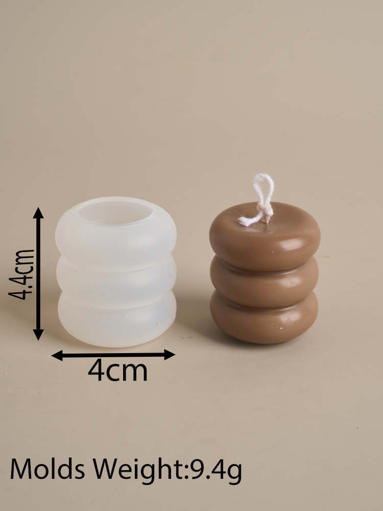 Molde de vela de silicona con forma de Donut de tres capas, círculo apilado DIY, velas perfumadas, moldes de jabón, artesanía de resina de yeso, decoración del hogar: Gris claro