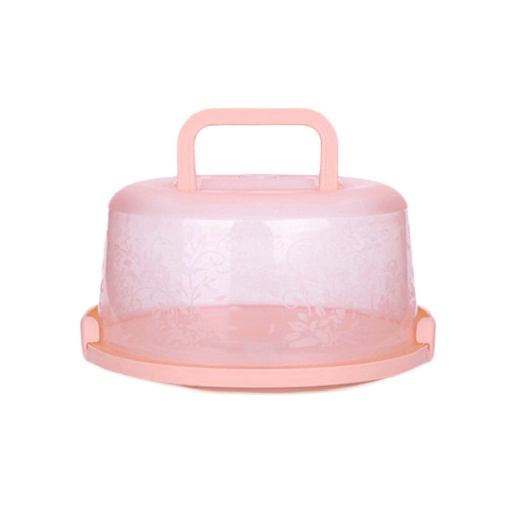 Portable Round Birthday Cake Dessert Fruit Storage Carrier Box Container Case: Pink