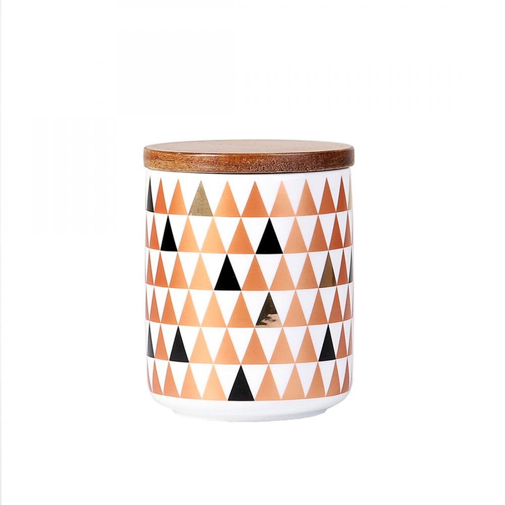 Ceramics Storage Bottles Jar Storage Nordic Style Marble Pattern Container Kitchen Seasoning Tank With Wooden Cover