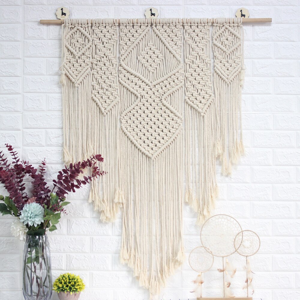 1pc Handicrafts Heart Macrame Wall Hanging Tapestry Bohemian Woven Tapestry Geometric Art Bedroom Living Room Decoration