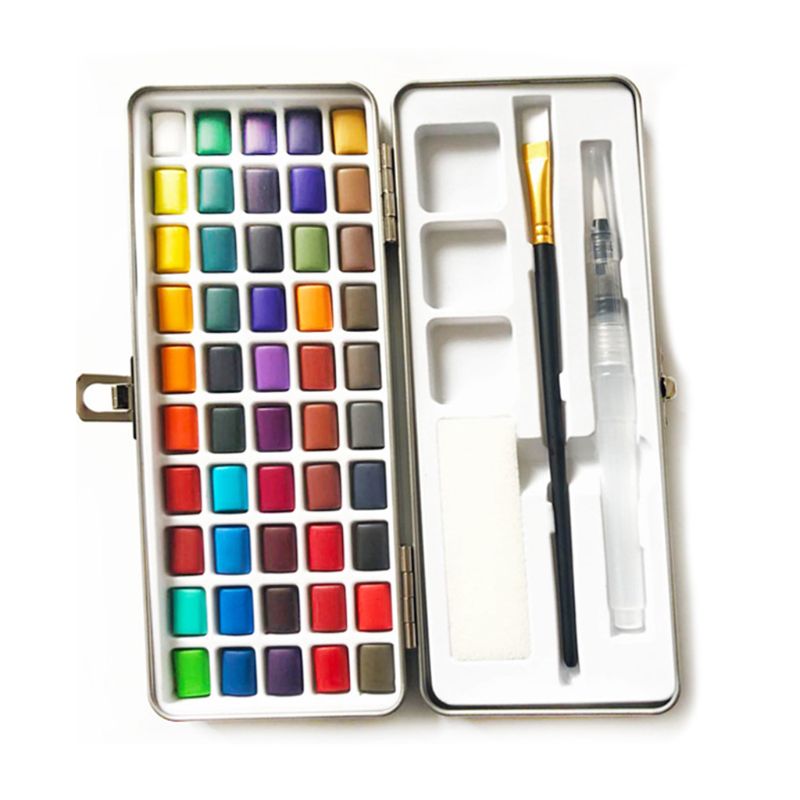 50 Kleuren Solid Aquarel Verf Pigment Set Draagbare Voor Beginner Tekening Art Y98A