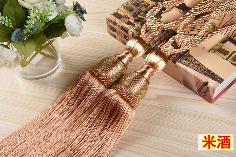 2 st europeisk stil guldhängande bollgardiner tofsar gardinbindningar bandage borstar gardintillbehör: 09