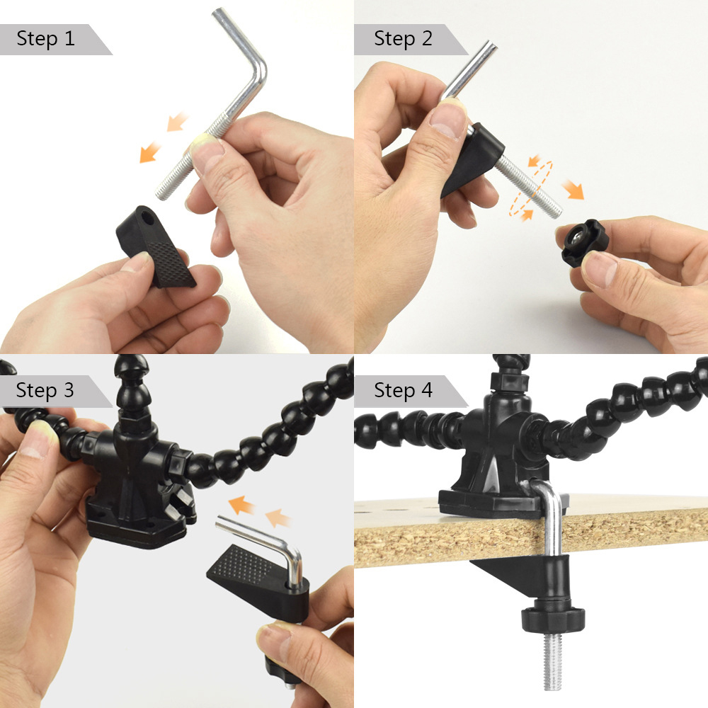 KKMOON – outil de soudage PCB avec 3 bras flexibles, Clips rotatifs et Base de pince de bureau Stable