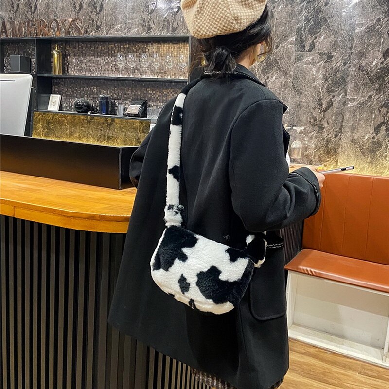 Winter Shoulder Bag Female Leopard Female Bag Chain Large Plush Winter Handbag Messenger Bag Soft Warm Fur Bag: Color 10