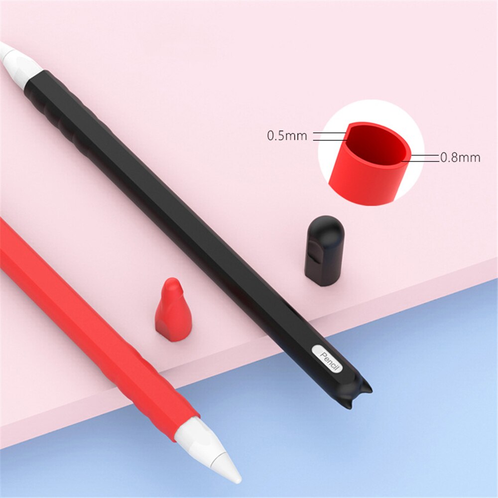 1 pc capa de silicone macio nib capa manga envoltório à prova de poeira doces cor ponta titular pele protetora para apple pencil 2 ipad pro