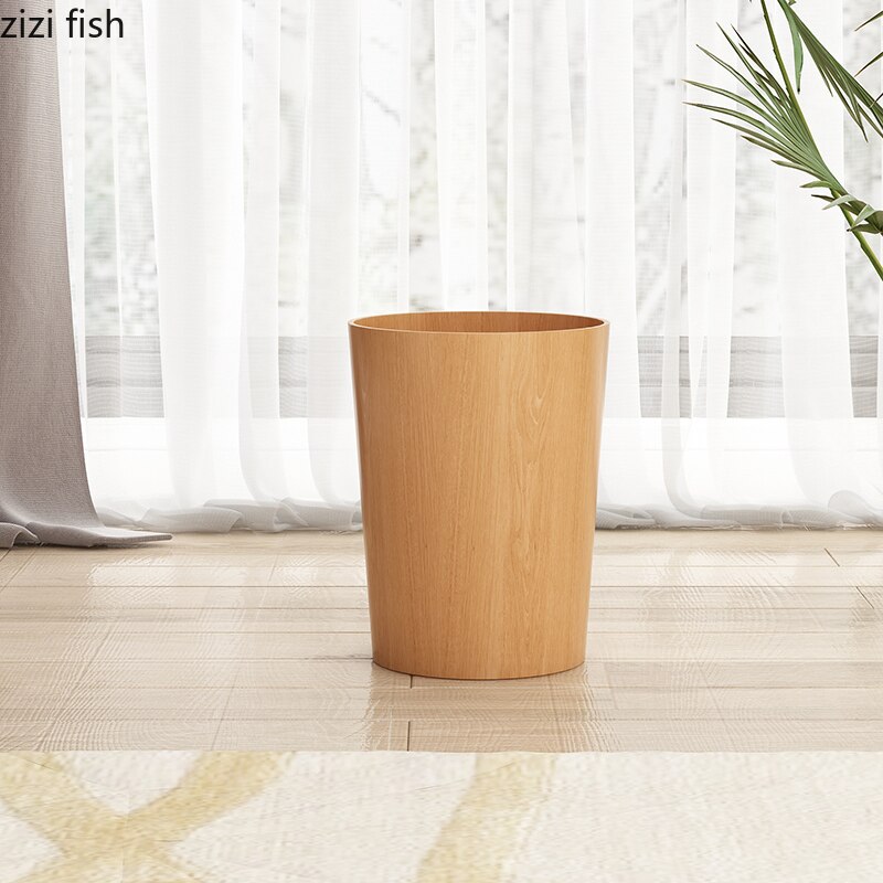 Poubelle en bois massif ronde avec couvercle poubelle ménage corbeille cuisine poubelle outils de nettoyage poubelles bac de rangement