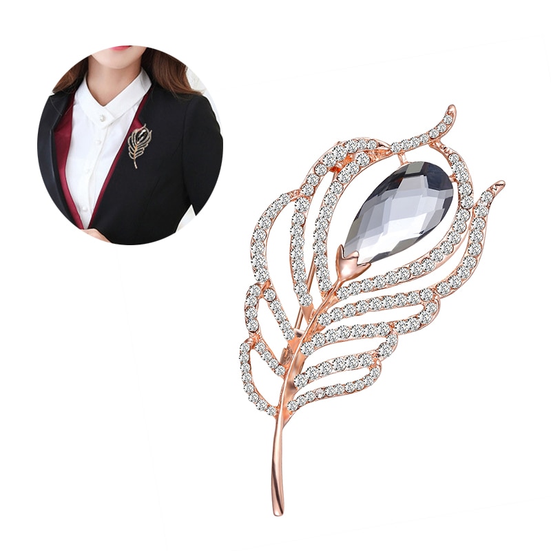 Offre spéciale femme mâle cristal plumes décontracté broche pour unisexe fête mariage strass broche manteau accessoires