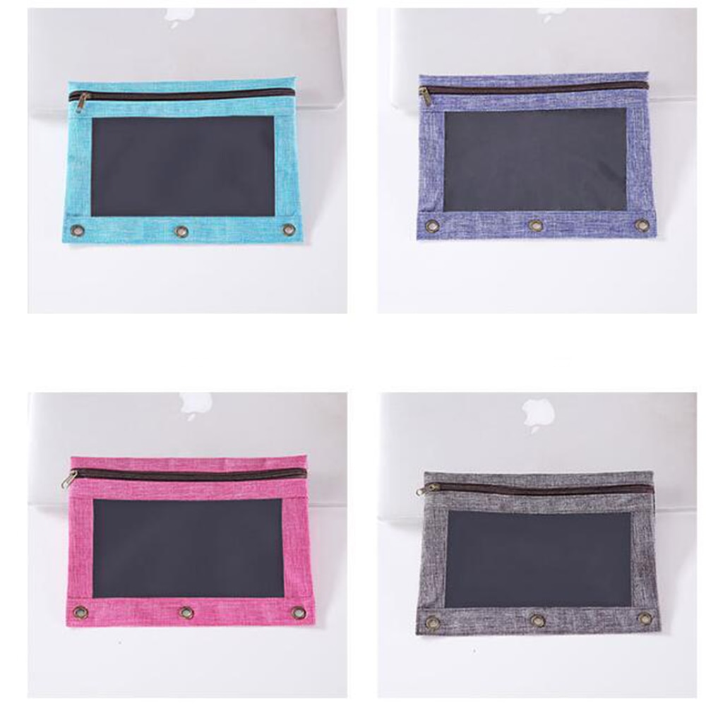 B5 PVC classeur fermeture éclair étui à crayons fichier facture reçu poche grande capacité maille reliure stylo sacs étui avec fenêtre transparente