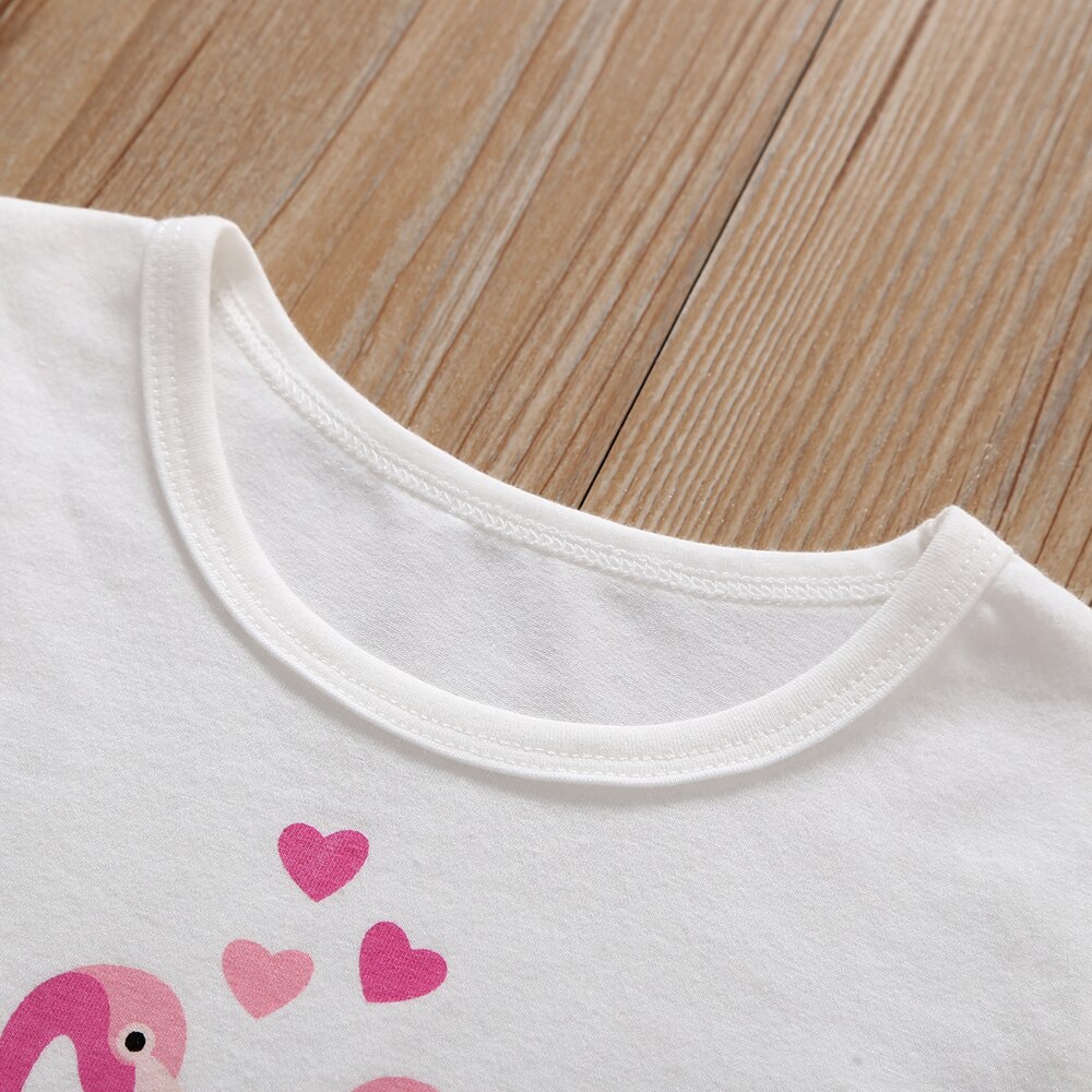 Småbørn baby piger tegneserie flamingo t-shirt baby piger flæseærmer basic t-shirts toppe