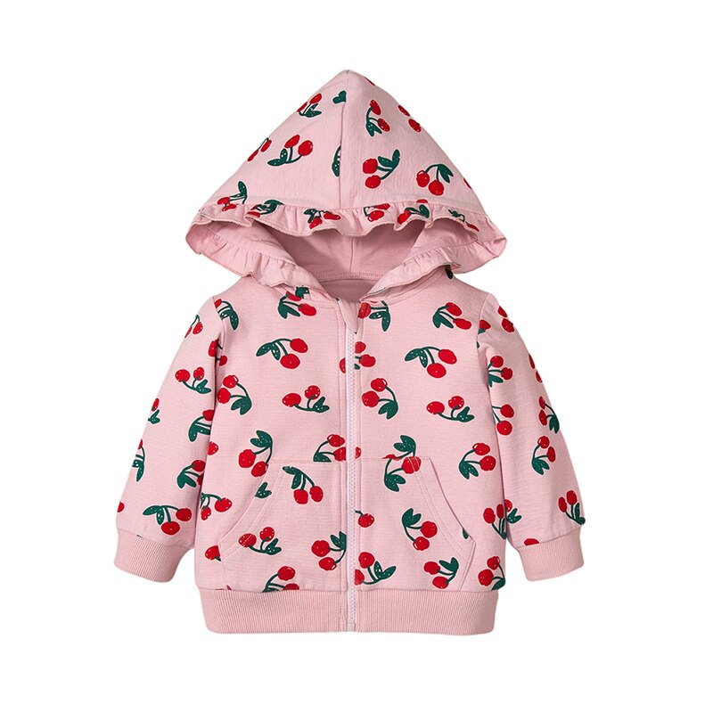 Bébé Vêtement D'extérieur Pour Filles Vêtements -Né Bébé Fille Veste En Coton Imprimé À Capuche Veste Rose Enfants Vêtements D'extérieur Fille 3-18M