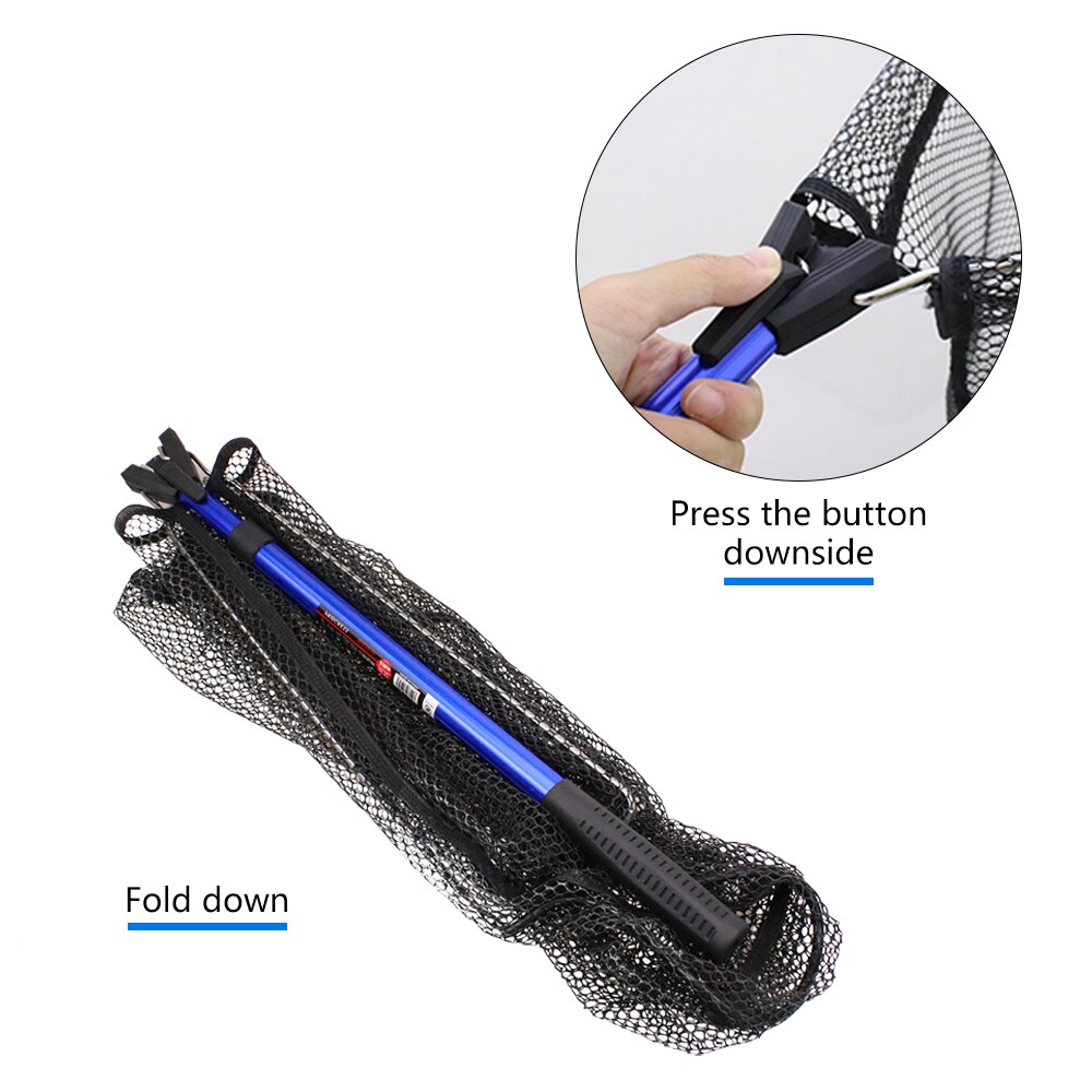 Folding Fishing Net Foldable Fish Landing Net Aluminum Telescopic Pole Handle Nylon Mesh for Safe Fish Catching Releasing
