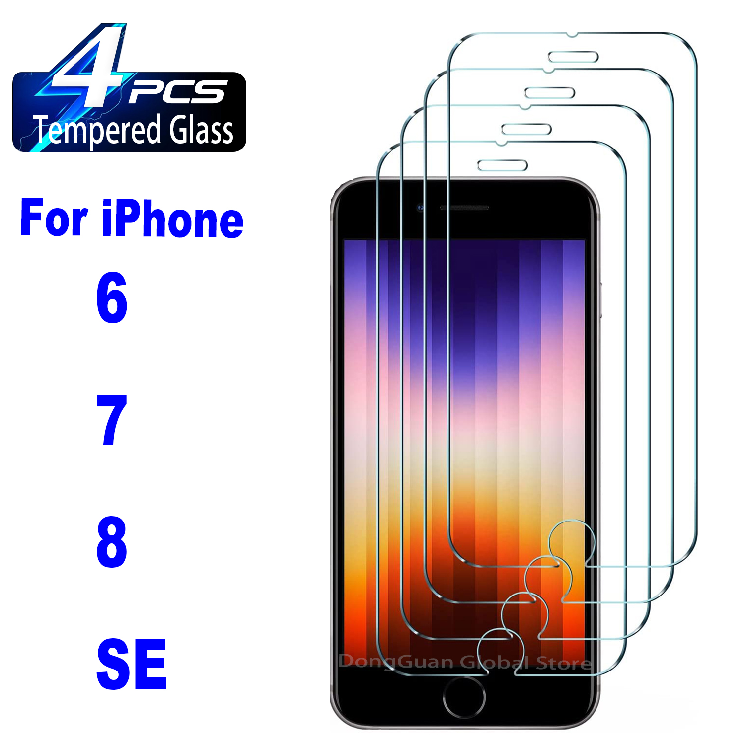 4 Stuks Hd Hoog Aluminium Gehard Glas Voor Iphone Se Se 2022 6 7 8 6 S Plus 16E screen Protector Film