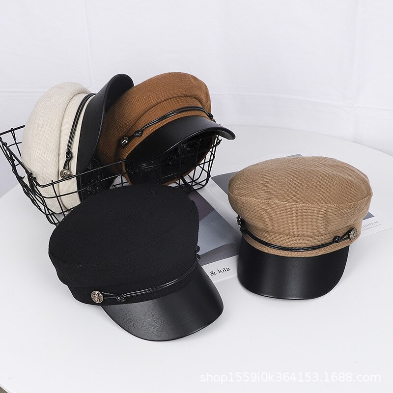 Women Hat Classic Accessories Baker Boy Hat Solid Newsboy Cap Black Cotton Winter Navy Cap Popular Baker Boy Hat