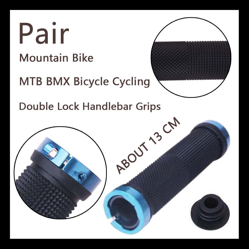 Paar Mountainbike Mtb Bmx Fiets Double Lock Handvatten Blue