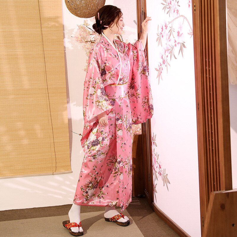 Women's Kimono Sleepwear Kimono suit Traditional Japanese Women Kimono with Obi Belt Bath Robe Yukata