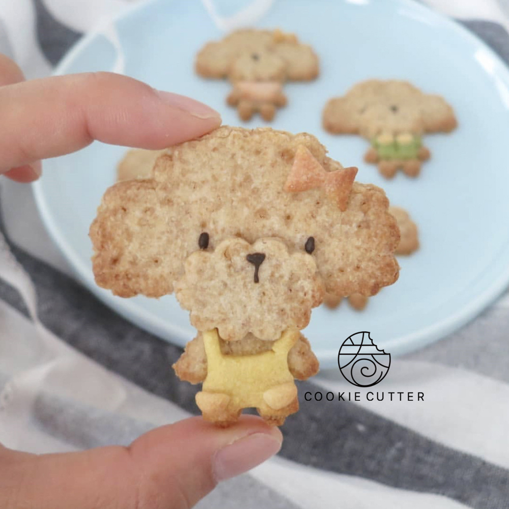 Teddy Hond Poedel Cookie Cutter Biscuit Mold Dress Up Kleding Decoratie Gereedschappen Fondant Suiker Ambachtelijke Hand Druk Pla Plastic Mal