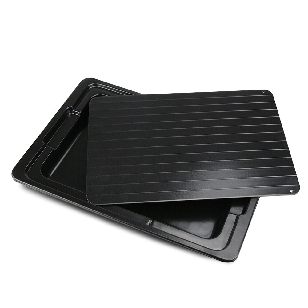 2pcs Fast Defrosting Tray Frozen Food Meat Defrost Plate Board Kitchen Tool Food Defrosting Tray Plastic Aluminum Safety Quickly