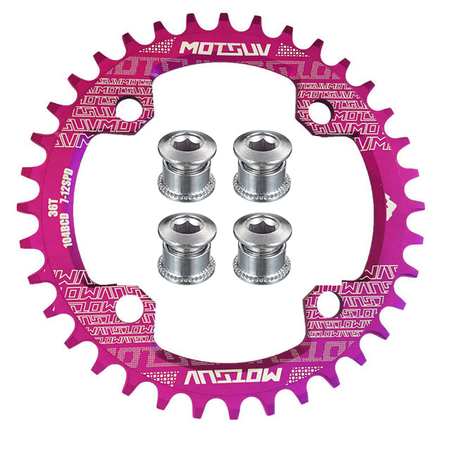 MOTSUV 104BCD Narrow Wide 38T 36T 34T 32T Bicycle Chainring,BCD 104 with 4 Bike Steel Screws, Single 12 11 10 9 8 Speed,Plato MT: light yellow / 24-32T
