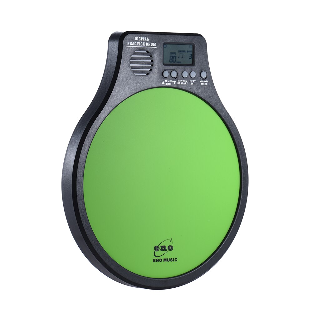 12in Rubber Pad Electronic Dumb Drum Metronome Practice Dumb Drum for Jazz Drums Exercise Training Percussion Drum Pad: eno DEM-40 Green