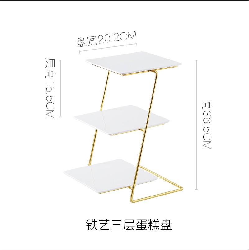 Three-tier Dessert Cake Tray Ceramic Dinner Plate Household Bread Dish Tableware Breakfast Platter Restaurant Hotel Dishes